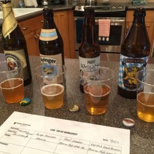 Tasting some typically German beers during Week 3 of the Beer Tasting Mastery course.